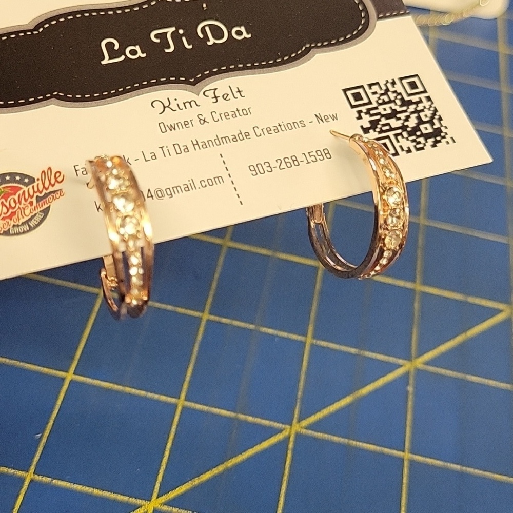 Diamond Faux Gold Tone Hoop Earrings